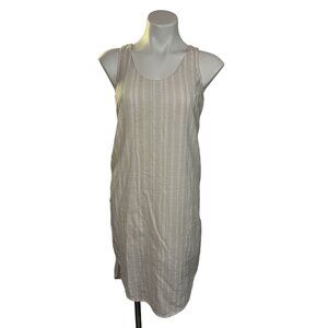 Cloth & Stone Anthropologie Beige & White Striped Sleeveless Shirt Dress Tunic L